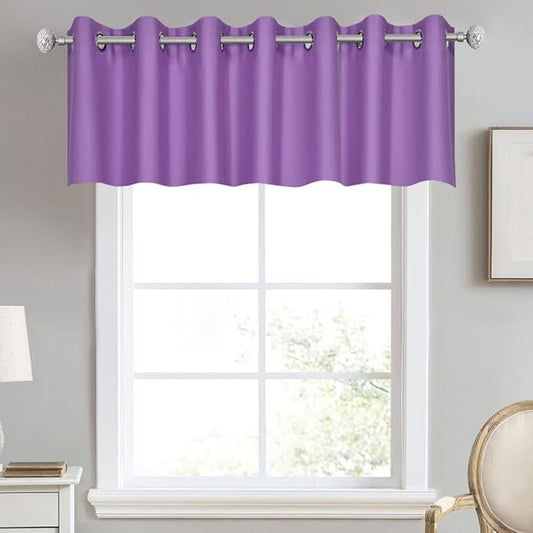 Light Purple Valance for Kitchen Windows Solid Lavender Grommet Top Blackout Valance Window Treatment for Living Room Short Straight Drape Valance for Bedroom Kids Room 100X18 1 Panel Lilac