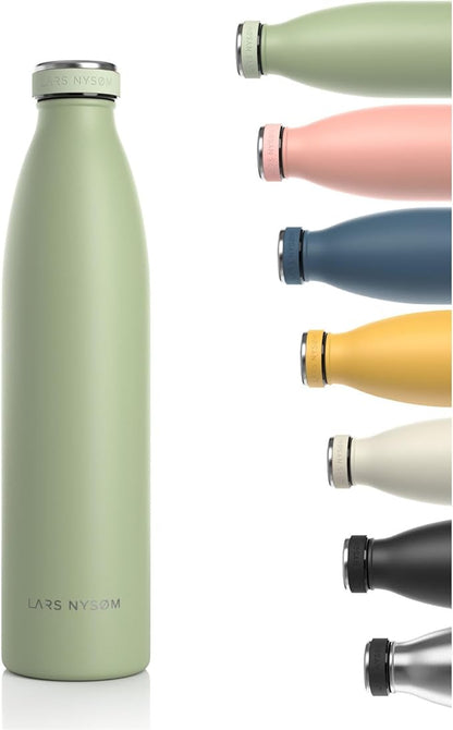 LARS NYSØM Stainless Steel Insulated Water Bottle 12oz 17oz 25oz 34oz 51oz | BPA-free Insulated Thermo Flask for Hot and Cold Beverages | Leakproof Drinking Bottle