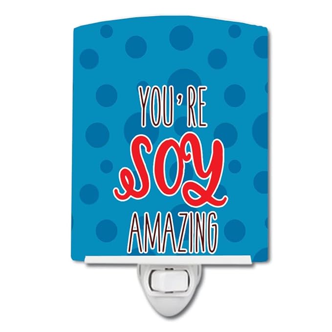 Caroline's Treasures BB8812CNL Sushi You're Soy Amazing Ceramic Night Light Compact, UL-Certified, Ideal for Bedroom, Bathroom, Nursery, Hallway, Kitchen, 6x4x3, Multicolor