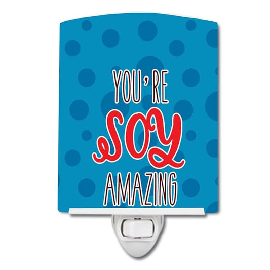 Caroline's Treasures BB8812CNL Sushi You're Soy Amazing Ceramic Night Light Compact, UL-Certified, Ideal for Bedroom, Bathroom, Nursery, Hallway, Kitchen, 6x4x3, Multicolor