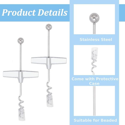 PLIGREAT 6 PCS Beaded Wine Bottle Opener Beadable Bottle Opener Wine Cork Remover Travel Corkscrew Beaded Opener for Wine Bottles Kitchen Bar Restaurant Wedding DIY Favor Beverage Gifts