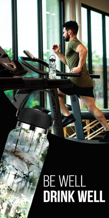 32oz Stainless Steel Sports Water Bottle with Straw Lid - Leak-Proof, Durable Design for Hydration on the Go During Workouts, Travel & Outdoor Activities, Large