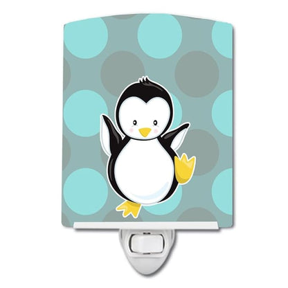 Caroline's Treasures BB8605CNL Penguin on Polkadot Ceramic Night Light Compact, UL-Certified, Ideal for Bedroom, Bathroom, Nursery, Hallway, Kitchen, 6x4x3, Multicolor