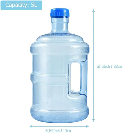 Water Storage Container, 5L/ 1. 3 Gallon Water Bottle with Screw Cap and Handle - Portable Water Jug for Sports Outdoor Travel Camping Supplies