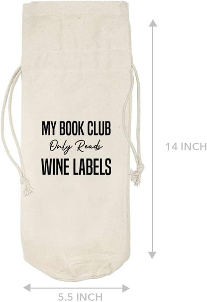 Andaz Press Mothers Day Wine Bag, My Book Club Only Reads, Mothers Day Wine Bottle Cover, Mother's Day Gifts, Canvas Wine Gift Bag Champagne Bottle Bag Wine Bags For Wine Bottles Gifts 1-Pack