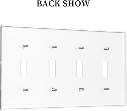 ABC Outer Space Quad Toggle Light Switch Cover Decorative Alphabet Galaxy Boys Educational 4 Gang Wall Plate Electrical Faceplate Switchplate for Kidroom Nursery Boyroom Living Room Decor