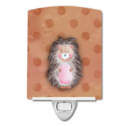 Caroline's Treasures BB7378CNL Polkadot Hedgehog Watercolor Ceramic Night Light Compact, UL-Certified, Ideal for Bedroom, Bathroom, Nursery, Hallway, Kitchen, 6x4x3, Multicolor