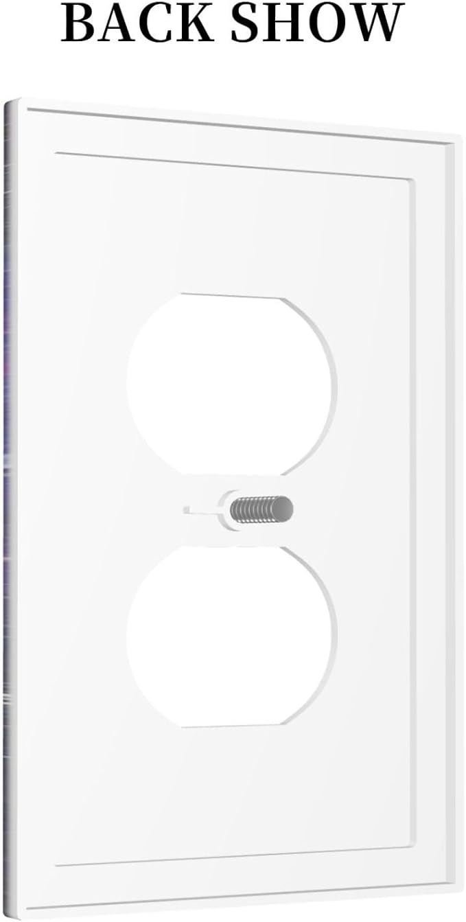 ABC Outer Space 1 Gang Outlet Plate Covers Decorative Single Duplex Wall Plate Alphabet Galaxy Electrical Receptacle Light Switch Cover Art Faceplate Switchplate for Kidroom Boyroom Livingroom Decor