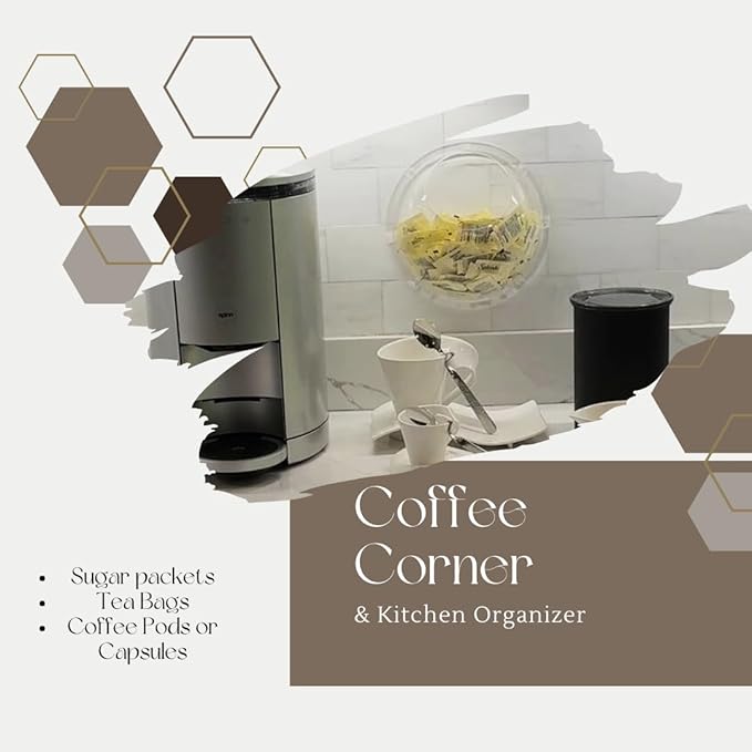 JAYKAY Acrylic Toy Dispenser & Kitchen Wall Organizer, Clear Toy Storage - Wall Mounted Round Acrylic Organizer for Coffee Pods, Packet Holder, Office Supplies Organizer (Style B | 2Pc 8x8x3 Inches)