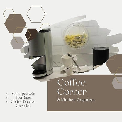 JAYKAY Acrylic Toy Dispenser & Kitchen Wall Organizer, Clear Toy Storage - Wall Mounted Round Acrylic Organizer for Coffee Pods, Packet Holder, Office Supplies Organizer (Style B | 2Pc 8x8x3 Inches)