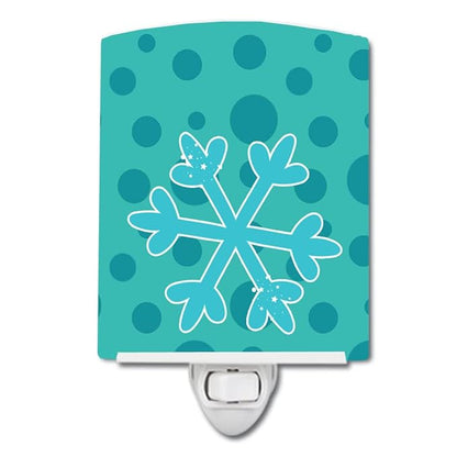 Caroline's Treasures BB8949CNL Christmas Snowflake Blue Ceramic Night Light Compact, UL-Certified, Ideal for Bedroom, Bathroom, Nursery, Hallway, Kitchen, 6x4x3, Multicolor