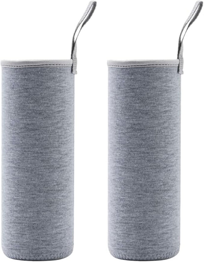 Millan Collection 2 Pack - 32 oz Glass Water Bottle, Wide Mouth, BPA Free with Leak-Proof Stainless Steel Lid (2)