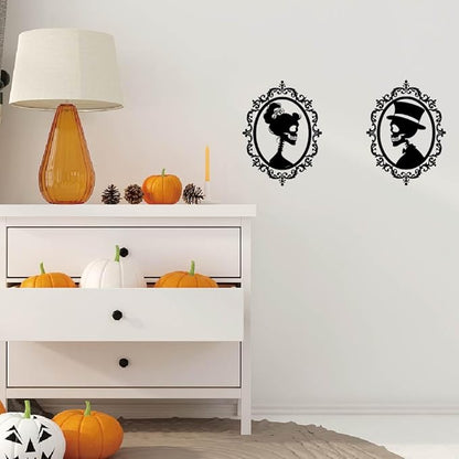 SUPERDANT Halloween Wall Stickers Skeleton Couple Wall Decals Vintage Textured Mirror Wall Sticker Halloween Stickers for Kids Halloween Window Decoration for Halloween Party Decorations