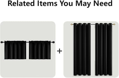 Mrs.Naturall Short Curtains for Windows,Blackout Curtains for Bedroom,Black,45 Inch Length