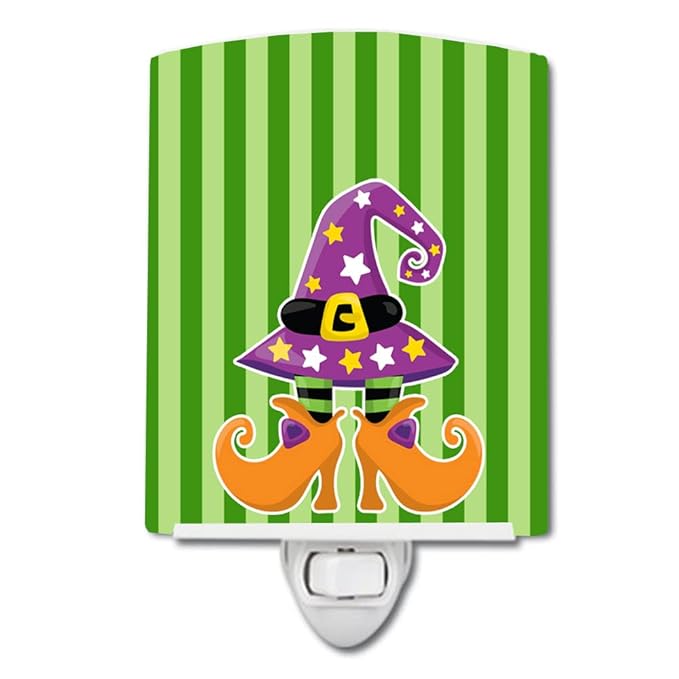 Caroline's Treasures BB9107CNL Halloween Witch's Feet #2 Ceramic Night Light Compact, UL-Certified, Ideal for Bedroom, Bathroom, Nursery, Hallway, Kitchen, 6x4x3, Multicolor