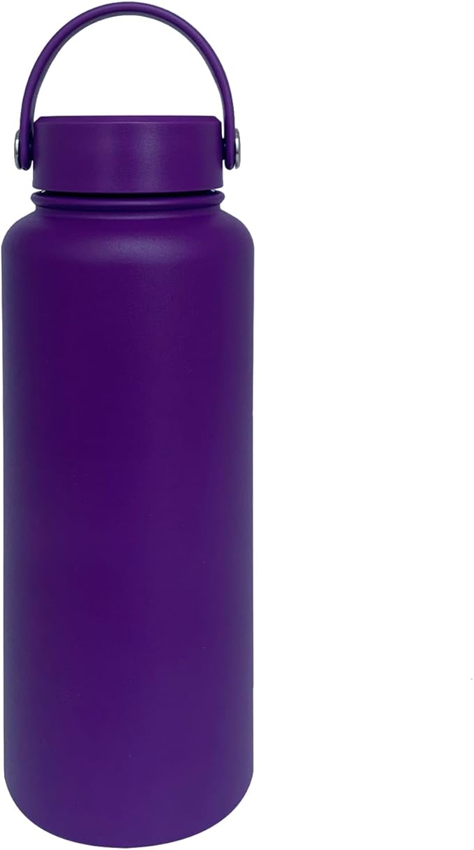 40oz Insulated Water Bottle ，Stainless Steel Sports Water Cup Flask with 2 Lids, Wide Mouth Travel Thermal Mug,Outdoor Sports Bottle（Purple）