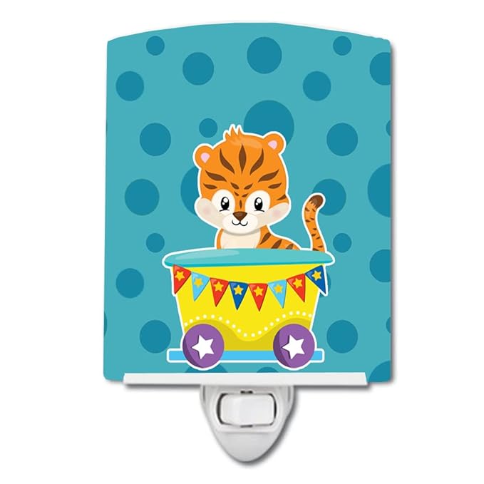 Caroline's Treasures BB8710CNL Circus Tiger Train Car Ceramic Night Light Compact, UL-Certified, Ideal for Bedroom, Bathroom, Nursery, Hallway, Kitchen, 6x4x3, Multicolor