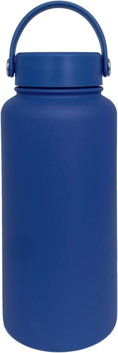 32oz Insulated Water Bottle ，Stainless Steel Sports Water Cup Flask with 2 Lids, Wide Mouth Travel Thermal Mug,Outdoor Sports Bottle（Dark Blue）