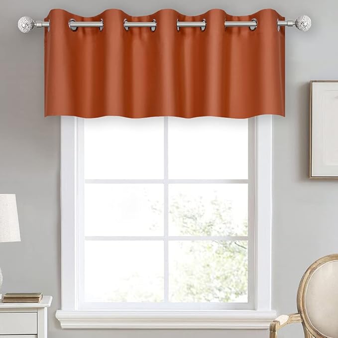 Rust Valances for Windows 100X18 Inches Blackout Thermal Insulated Valance with Grommet Top for Kitchen Living Room Short Straight Drape Valance for Bedroom Kids Room 1 Panel