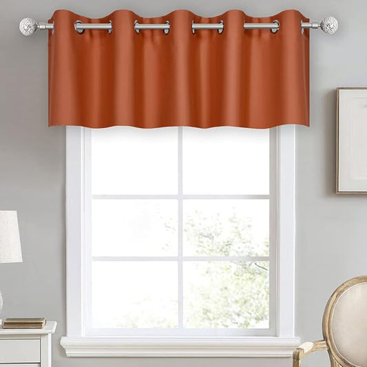 Rust Valances for Windows 100X18 Inches Blackout Thermal Insulated Valance with Grommet Top for Kitchen Living Room Short Straight Drape Valance for Bedroom Kids Room 1 Panel