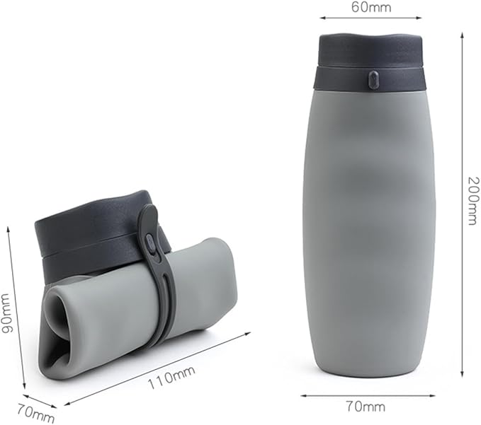 Premium Collapsible Silicone Water Bottle - 600ML, BPA-Free, Medical Grade, Leak Proof, Foldable ,Roll-Up Portable Sports & Outdoor Water Jug - 20oz Travel-Friendly, Reusable Drinking Bottle (Pink)