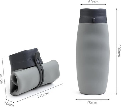 Premium Collapsible Silicone Water Bottle - 600ML, BPA-Free, Medical Grade, Leak Proof, Foldable ,Roll-Up Portable Sports & Outdoor Water Jug - 20oz Travel-Friendly, Reusable Drinking Bottle (Pink)