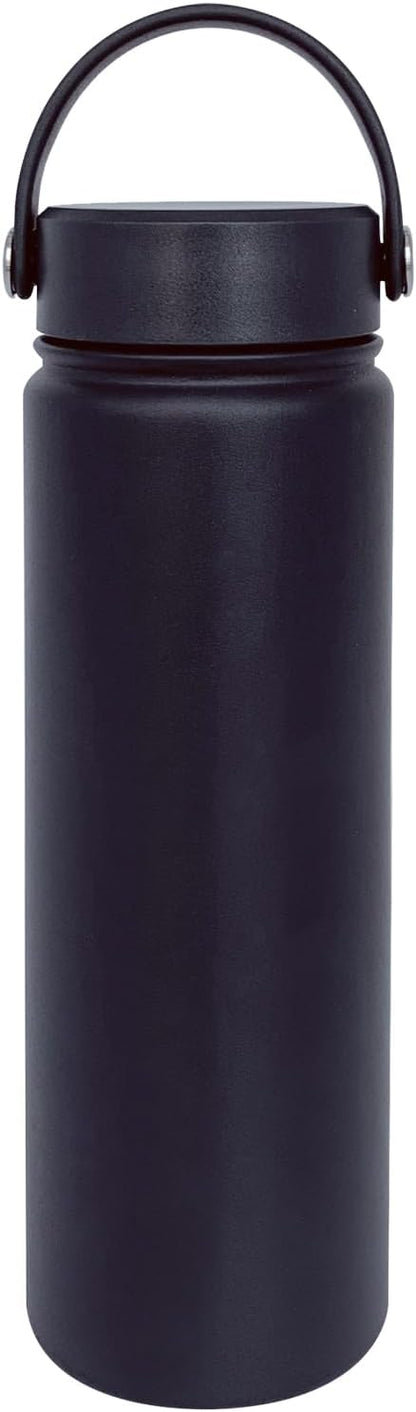 22oz Insulated Water Bottle ，Stainless Steel Sports Water Cup Flask with 2 Lids, Wide Mouth Travel Thermal Mug,Outdoor Sports Bottle（Blue Black）