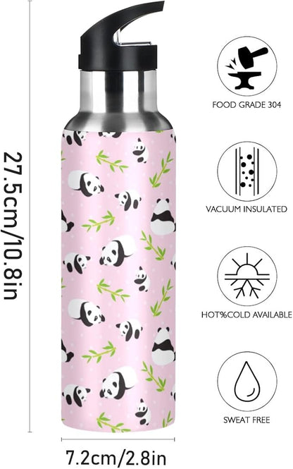 MNSRUU Insulated Water Bottle with Straw, Rainbow and Unicorns Stainless Steel Flasks for Sports Cycling Hiking School