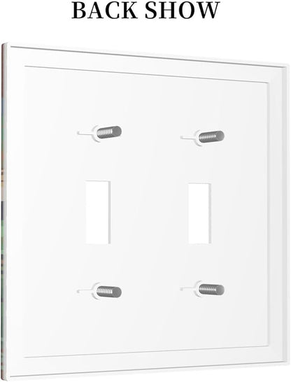 Cartoon Animal Zebra Leopard Giraffe Bird Leaf Double Toggle Nursery Light Switch Covers Decorative 2 Gang Wall Plate Dual Electrical Faceplate Switchplate for Kidroom Living Room Decor