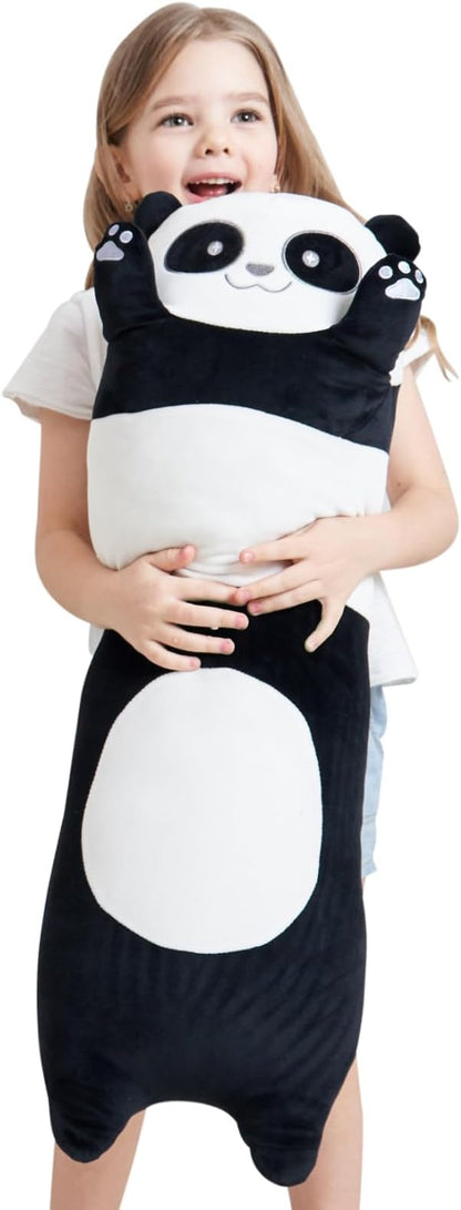 32 Inch Giant Panda Bears Stuffed Animal, Soft Large Long Pillow Doll,Cute Black Panda Plush Body Pillow Plushies Toy Gift for Kids, Boy and Girls Birthday
