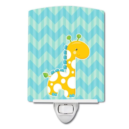 Caroline's Treasures BB6821CNL Boy Giraffe Ceramic Night Light Compact, UL-Certified, Ideal for Bedroom, Bathroom, Nursery, Hallway, Kitchen, 6x4x3, Multicolor