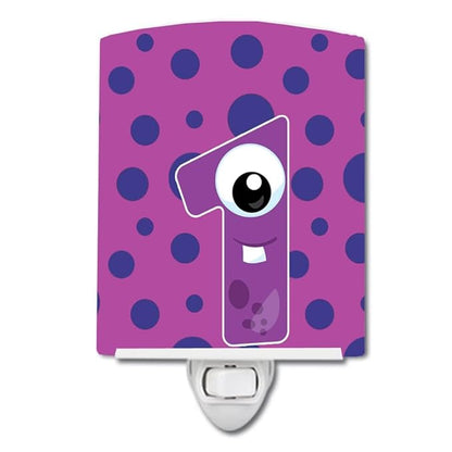 Caroline's Treasures BB8851CNL Monster Month 1 Ceramic Night Light Compact, UL-Certified, Ideal for Bedroom, Bathroom, Nursery, Hallway, Kitchen, 6x4x3, Multicolor