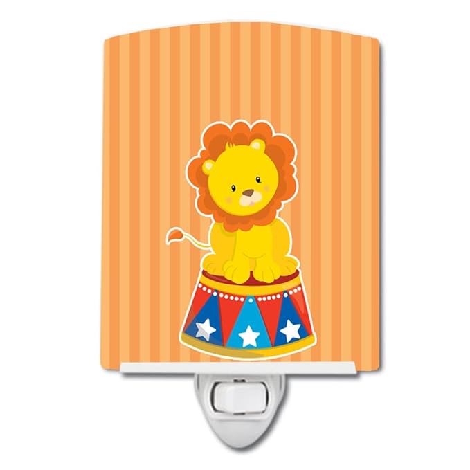 Caroline's Treasures BB8700CNL Circus Lion Ceramic Night Light Compact, UL-Certified, Ideal for Bedroom, Bathroom, Nursery, Hallway, Kitchen, 6x4x3, Multicolor