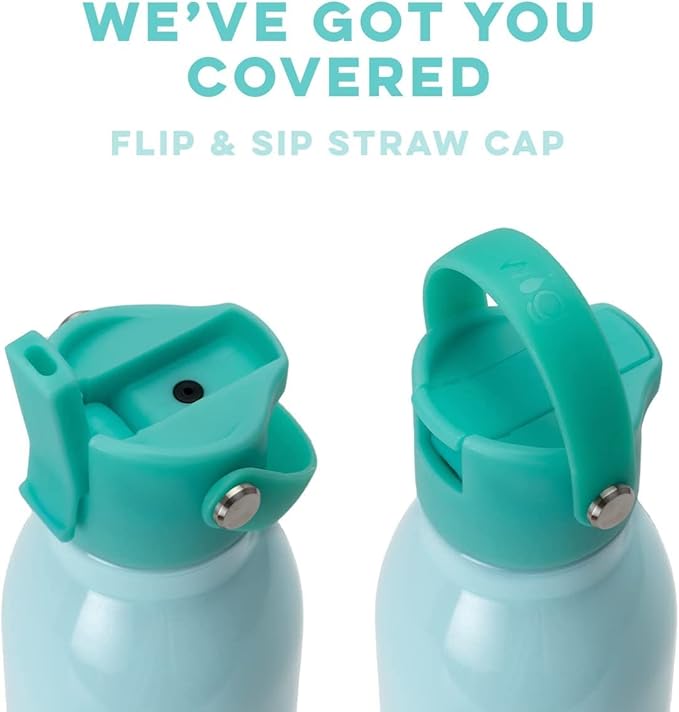 Swig Life 26oz Insulated Water Bottle with Straw & Flip + Sip Handle | Leak Proof, Dishwasher Safe, Cup Holder Friendly, Stainless Steel Water Bottle (Island Bloom)