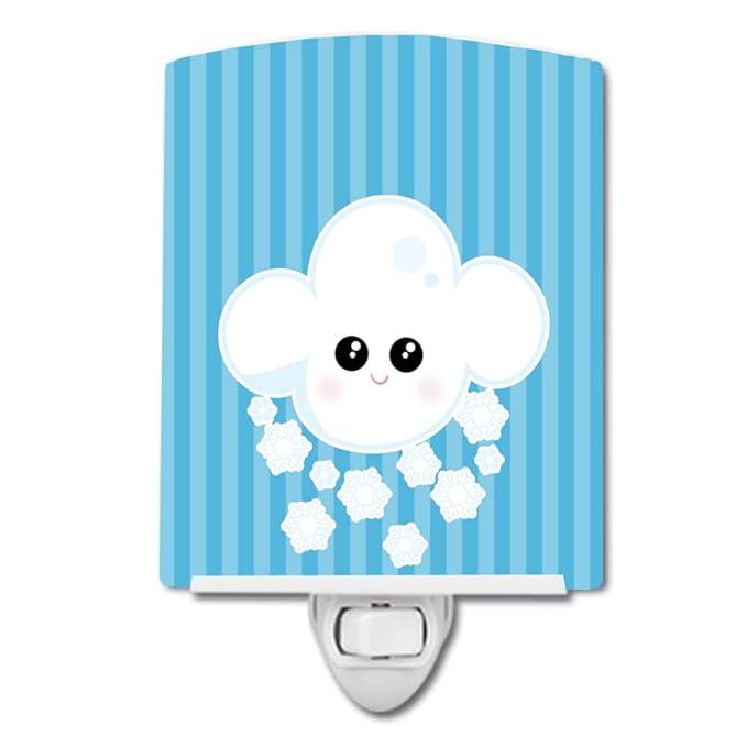 Caroline's Treasures BB7158CNL Weather Snowing Face Ceramic Night Light Compact, UL-Certified, Ideal for Bedroom, Bathroom, Nursery, Hallway, Kitchen, 6x4x3, Multicolor