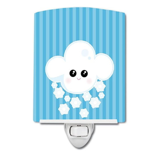 Caroline's Treasures BB7158CNL Weather Snowing Face Ceramic Night Light Compact, UL-Certified, Ideal for Bedroom, Bathroom, Nursery, Hallway, Kitchen, 6x4x3, Multicolor