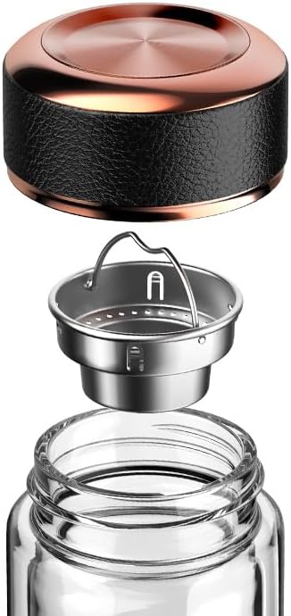 Vacuum Insulated Stainless Steel Travel Mug, Tea Tumbler with Tea infuser loose leaf Filter,Thermal Cup, Water Bottle with lid for coffee tea 18-Ounce Black… (Clear)