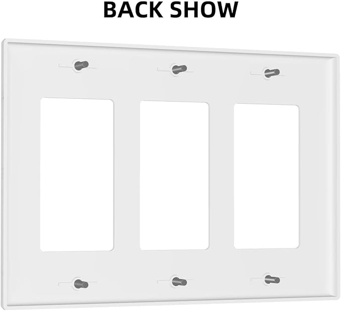 Marble Grey Wall Plate Decorative Light Switch Cover 3-Gang Triple Rocker Faceplate for Bathroom Farmhouse Bedroom Kitchen White