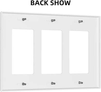 Marble Grey Wall Plate Decorative Light Switch Cover 3-Gang Triple Rocker Faceplate for Bathroom Farmhouse Bedroom Kitchen White