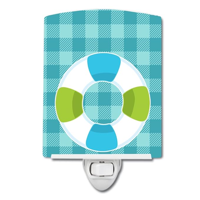 Caroline's Treasures BB8891CNL Nautical Life Preserver Ceramic Night Light Compact, UL-Certified, Ideal for Bedroom, Bathroom, Nursery, Hallway, Kitchen, 6x4x3, Multicolor