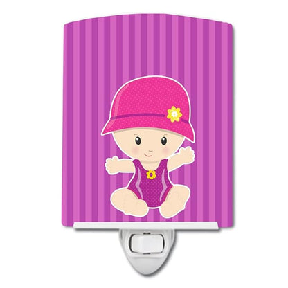 Caroline's Treasures BB8655CNL Beach Baby Girl Jolee Ceramic Night Light Compact, UL-Certified, Ideal for Bedroom, Bathroom, Nursery, Hallway, Kitchen, 6x4x3, Multicolor