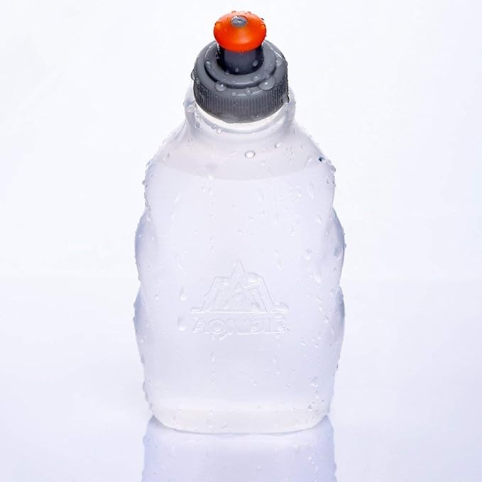 AONIJIE 2 Pcs Sports Collapsible Water Bottle BPA Free + 2 Pcs Replacement Straws Lid - TPU Soft Drink Water Kettle Foldable Flask for Hiking Bicycling Running Climbing (2pcs-250ML)