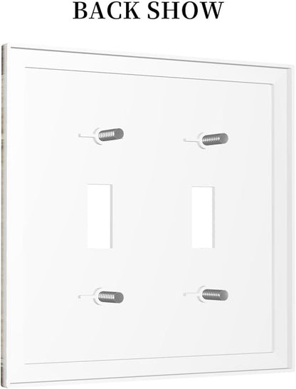 Rustic Wood Bear Forest Double Toggle Light Switch Cover Decorative Vintage Antique Cabin 2 Gang Wall Plate Electrical Faceplate Switchplate for Farmhouse Bathroom Bedroom Living Room Decor