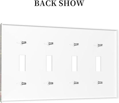 Red Mushroom Forest Fairy Moon Butterfly Quad Toggle Bohemian Light Switch Covers Decorative 4 Gang Wall Plate Electrical Faceplate Switchplate for Kidroom Nursery Bedroom Decor