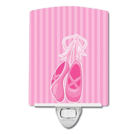 Caroline's Treasures BB8624CNL Ballet Shoes on Stripes Ceramic Night Light Compact, UL-Certified, Ideal for Bedroom, Bathroom, Nursery, Hallway, Kitchen, 6x4x3, Multicolor