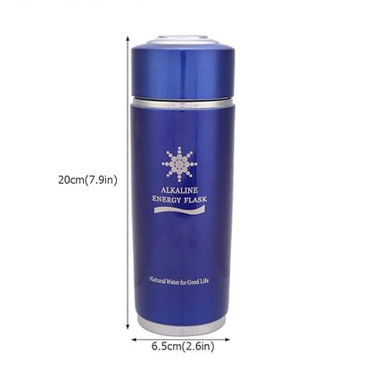 Alkaline Water Glass, Stainless Alkaline Water Bottle Portable Nano Balance Bio Energy Lonizer Cup Flask Portable Water Filter for Hiking, Camping(Blue)
