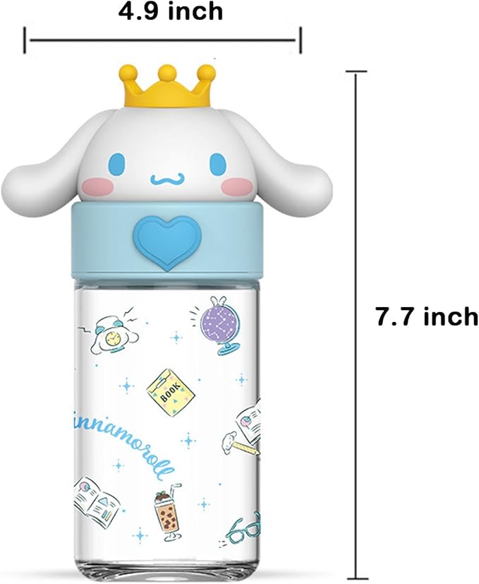 360ML/12.2OZ Cute Glass Water Bottle, Cute Portable Sports Leakproof Water Cup, Cute Glass Water Bottle for School, Camping,Traveling,Office,Car,Girls(White)