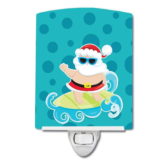 Caroline's Treasures BB9066CNL Beach Santa Claus Surfer #1 Ceramic Night Light Compact, UL-Certified, Ideal for Bedroom, Bathroom, Nursery, Hallway, Kitchen, 6x4x3, Multicolor