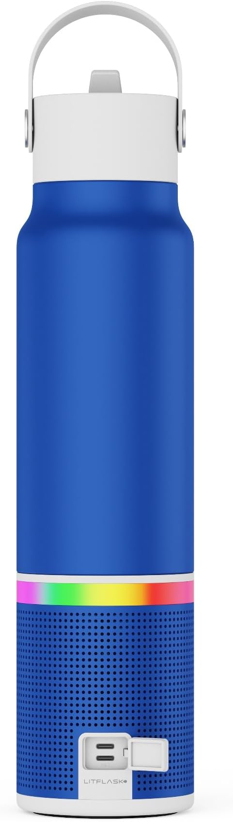 Smart Water Bottle with Premium Bluetooth Speaker, Portable Charger, LED Light, Hands-Free Mic, Insulated Stainless Steel, Straw Lid, BPA-Free, 20oz - Mix & Match Colorways