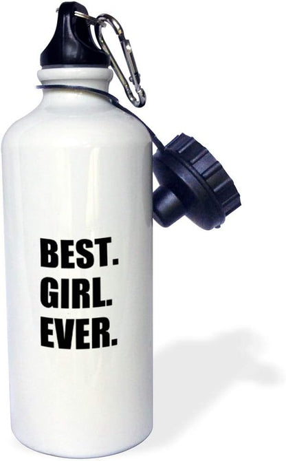 3dRose Best Ever-fun gift for your favorite girl girlfriend daughter-Sports Water Bottle, 21oz , Multicolored
